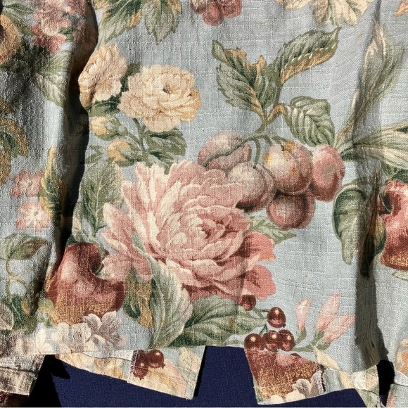 Vintage 80's My Boyfriends Back Floral Tapestry prairie Blazer jacket womens L - Picture 11 of 11